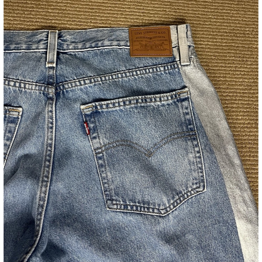 Levi's Premium XL Straight Women's 31 Blue Jeans Silver Metallic Stripe - Picture 10 of 12